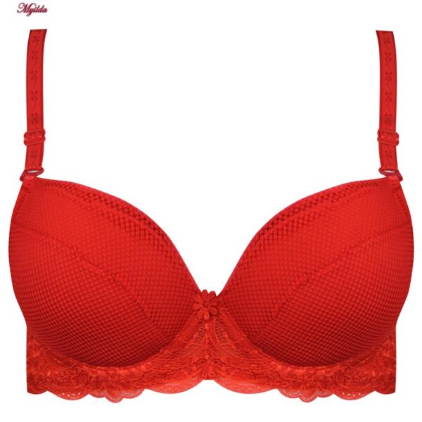 سوتین زنانه پانیذ مدل پوش آپ فنردار کاپ اسفنجی بند متحرک کد 4851 رنگ قرمز