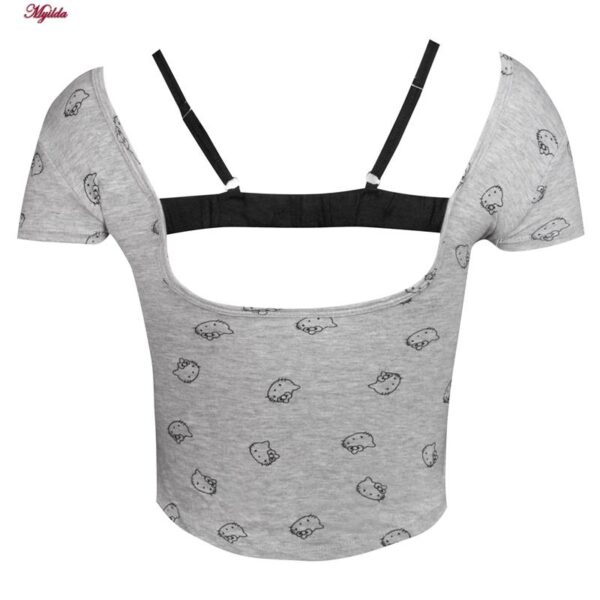 کراپ‌ تی‌شرت آستین کوتاه زنانه ماییلدا مدل کیتی کد 5262-5039 رنگ طوسی