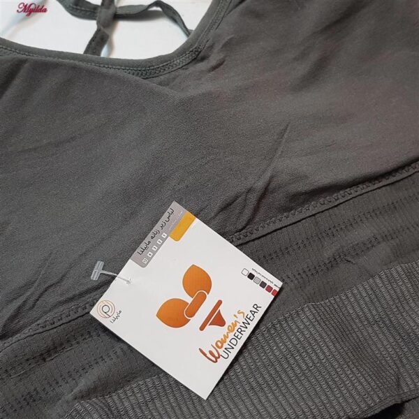 کراپ‌تاپ زنانه ماییلدا مدل بند ضربدری کد 5242-6511 رنگ خاکستری تیره