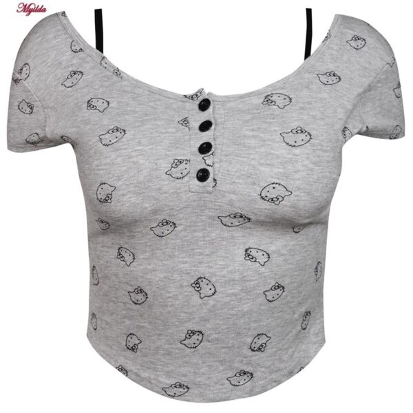 کراپ‌ تی‌شرت آستین کوتاه زنانه ماییلدا مدل کیتی کد 5262-5039 رنگ طوسی