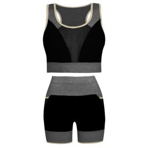 ست نیم تنه و شلوارک ورزشی زنانه مدل جیبدار کد 5229-534