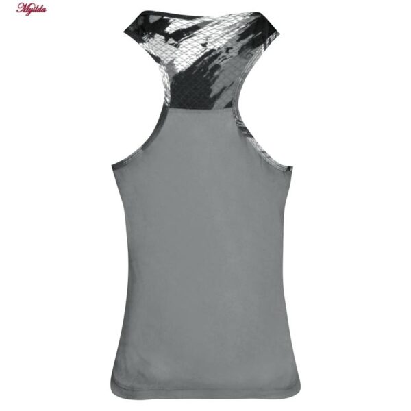 ست تاپ و شلوارک ورزشی زنانه مدل 5215-746P-1 رنگ طوسی به همراه هدبند