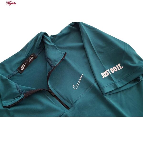 تی شرت آستین کوتاه ورزشی زنانه مدل یقه زیپدار کد 5214-493 رنگ کله غازی