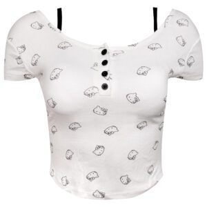 کراپ‌ تی‌شرت آستین کوتاه زنانه ماییلدا مدل کیتی کد 5262-5039 رنگ سفید