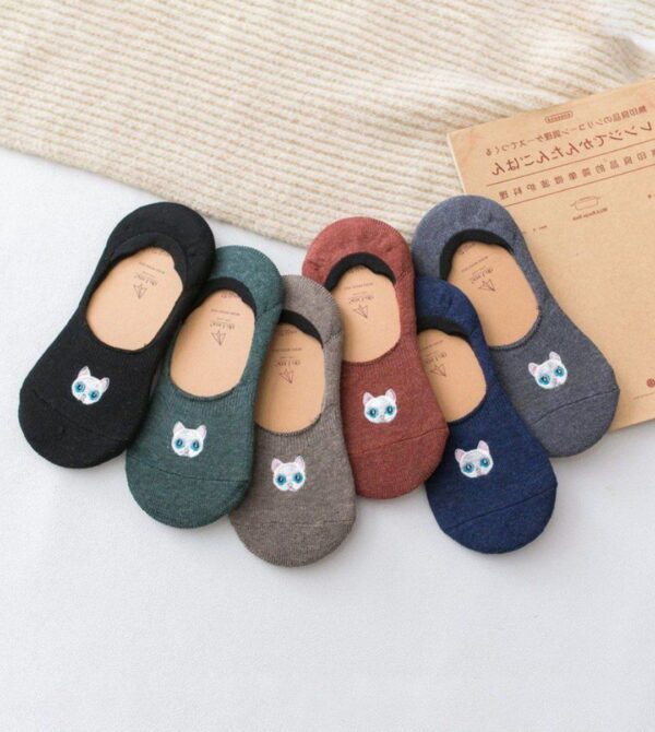 جوراب کالج گلدوزی گربه کد R-1635 - Image 3