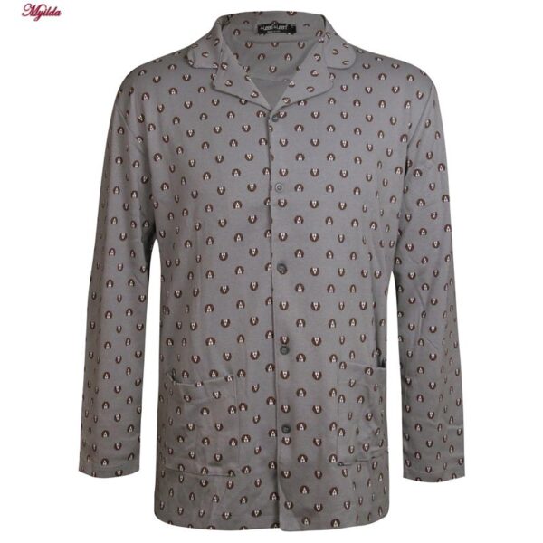 ست پیراهن و شلوار مردانه لین مدل نخ پنبه جلو دکمه دار کد 5197-495 رنگ طوسی