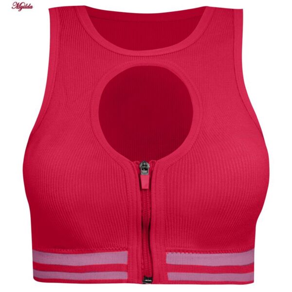 ست نیم تنه و شلوارک ورزشی زنانه ماییلدا مدل زیپ دار پشت چین دار کد 5243-8319 رنگ سرخابی