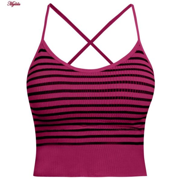کراپ‌تاپ زنانه ماییلدا مدل بند ضربدری کد 5242-6511 رنگ صورتی