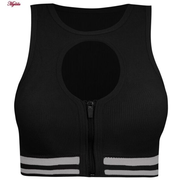 ست نیم تنه و شلوارک ورزشی زنانه ماییلدا مدل زیپ دار پشت چین دار کد 5243-8319 رنگ مشکی