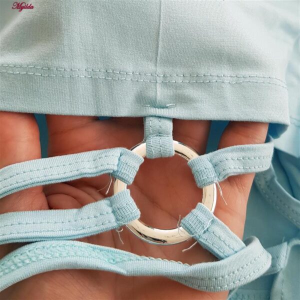 کراپ تی شرت آستین بلند زنانه مدل پشت بندی کد 5224-612P رنگ آبی روشن