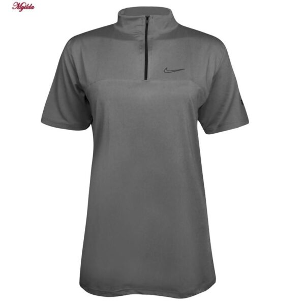 تی شرت آستین کوتاه ورزشی زنانه مدل یقه زیپدار کد 5214-493 رنگ خاکستری