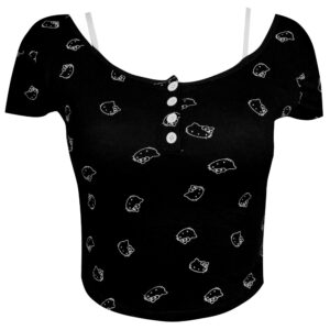 کراپ‌ تی‌شرت آستین کوتاه زنانه ماییلدا مدل کیتی کد 5262-5039 رنگ مشکی