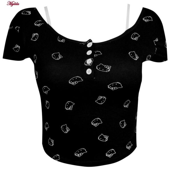 کراپ‌ تی‌شرت آستین کوتاه زنانه ماییلدا مدل کیتی کد 5262-5039 رنگ مشکی