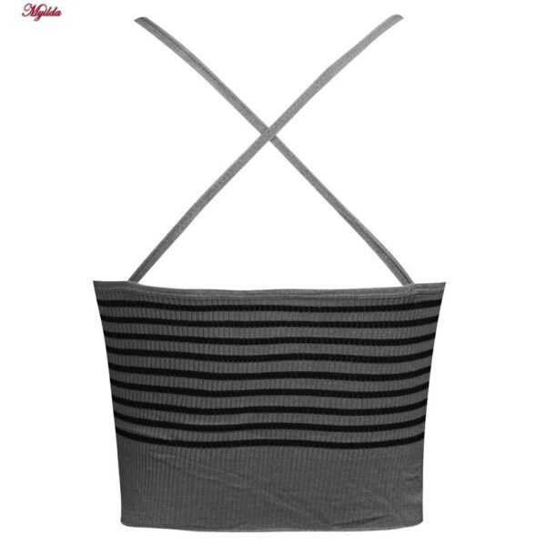 کراپ‌تاپ زنانه ماییلدا مدل بند ضربدری کد 5242-6511 رنگ خاکستری تیره