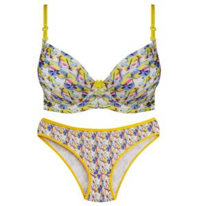 ست شورت و سوتین زنانه لنا ژنکن مدل پوش آپ فنردار کاپ اسفنجی بند متحرک کد 4689-12 رنگ زرد