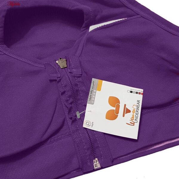 ست نیم تنه و شلوارک ورزشی زنانه ماییلدا مدل زیپ دار پشت چین دار کد 5243-8319 رنگ بنفش