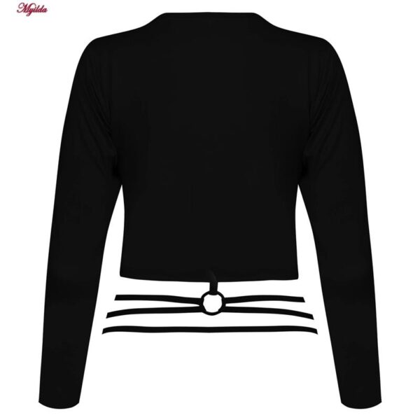 کراپ‌ تی‌شرت آستین بلند زنانه ایپک مدل پشت بندی کد 5224-612P رنگ مشکی