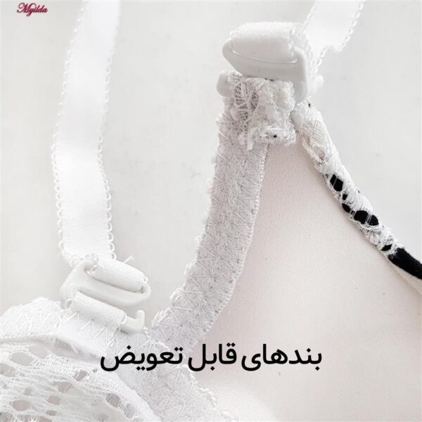 ست شورت و سوتین زنانه پانیذ مدل پوش آپ فنردار کاپ اسفنجی بند متحرک کد 4689-11 رنگ سفید