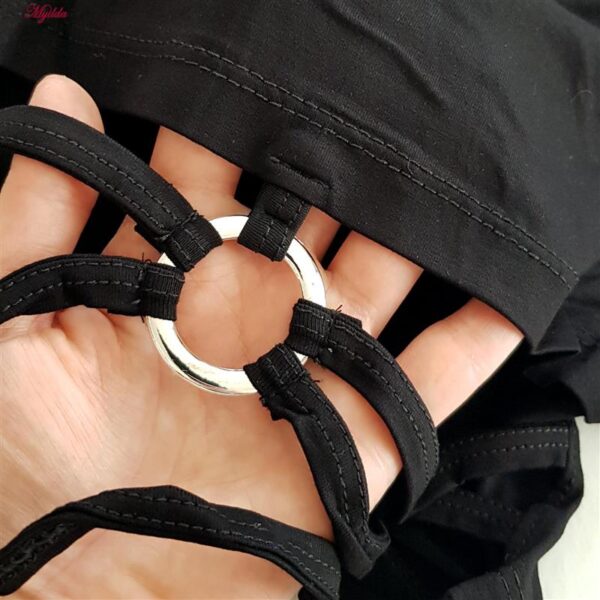 کراپ‌ تی‌شرت آستین بلند زنانه ایپک مدل پشت بندی کد 5224-612P رنگ مشکی