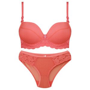 ست شورت و سوتین زنانه لنا ژنکن مدل پوش آپ فنردار کاپ اسفنجی بند متحرک کد 5239 رنگ گلبهی