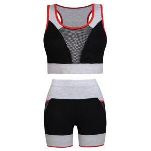 ست نیم تنه و شلوارک ورزشی زنانه مدل جیبدار کد 5229-534 رنگ قرمز