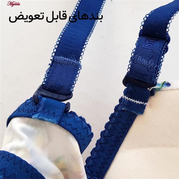 ست شورت و سوتین زنانه لنا ژنکن مدل پوش آپ فنردار کاپ اسفنجی بند متحرک کد 4689-13 رنگ سرمه ای