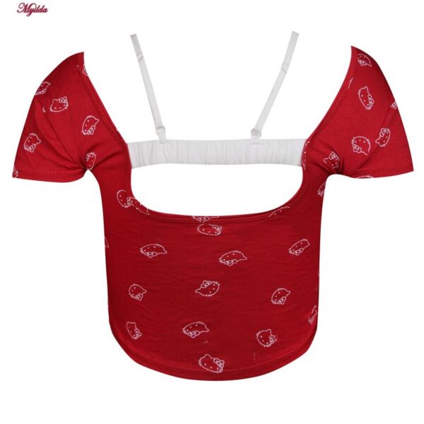 کراپ‌ تی‌شرت آستین کوتاه زنانه ماییلدا مدل کیتی کد 5262-5039 رنگ قرمز