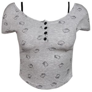 کراپ‌ تی‌شرت آستین کوتاه زنانه ماییلدا مدل کیتی کد 5262-5039 رنگ طوسی