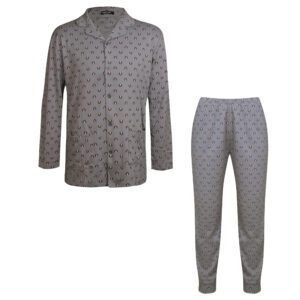 ست پیراهن و شلوار مردانه لین مدل نخ پنبه جلو دکمه دار کد 5197-495 رنگ طوسی