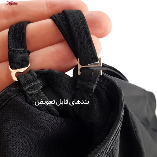 مایو زنانه شین مدل یقه دلبری گیپوری کد 5290-2011 رنگ مشکی