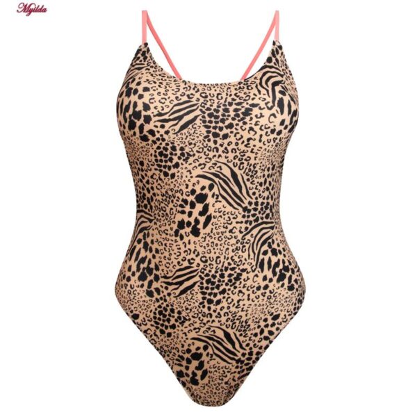 مایو زنانه فیتن فرخ زادی مدل پشت بندی پلنگی پددار کد 5289-297-1 رنگ قهوه ای