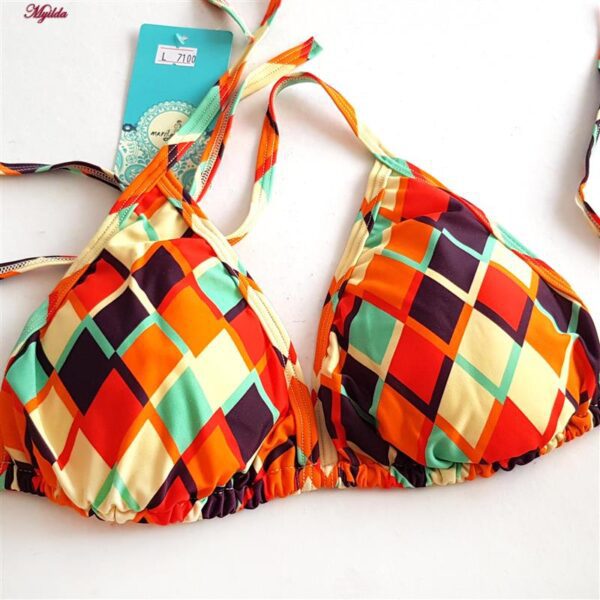 مایو دو تکه زنانه ماریلین مدل پددار لوزی کد 3686-7100 رنگ نارنجی