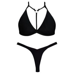 مایو زنانه مدل هارنس حلقه ای کد 5237-1 رنگ مشکی