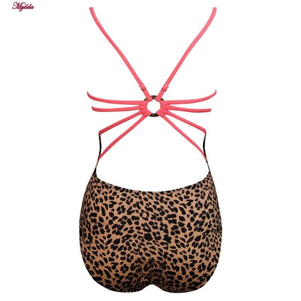 مایو زنانه فیتن فرخ زادی مدل پشت بندی پلنگی پددار کد 5289-217-2 رنگ قهوه ای