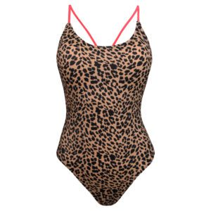 مایو زنانه فیتن فرخ زادی مدل پشت بندی پلنگی پددار کد 5289-217-2 رنگ قهوه ای