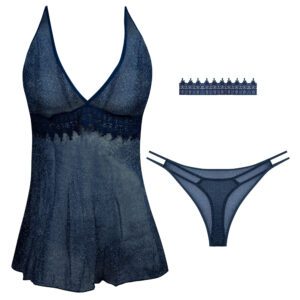 لباس خواب زنانه مدل 5244-2097 رنگ سرمه ای