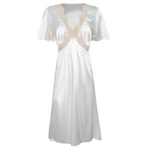 لباس خواب زنانه مدل ساتن 5246-F08 رنگ سفید