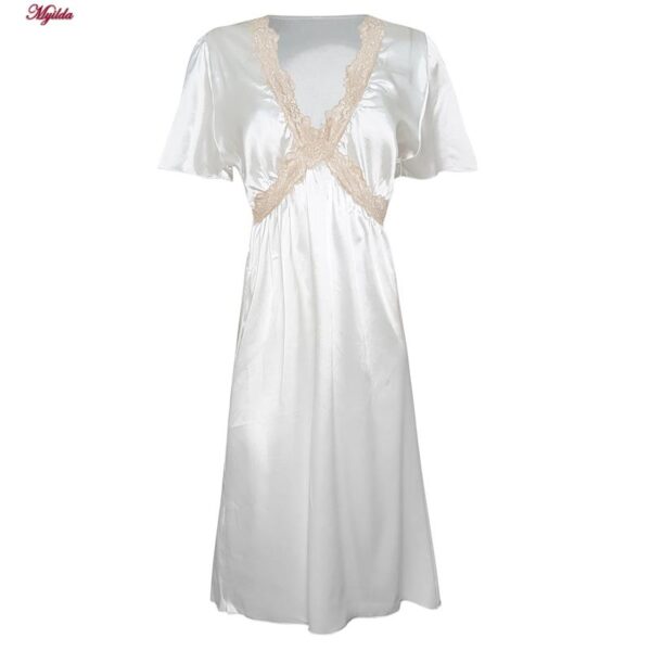 لباس خواب زنانه مدل ساتن 5246-F08 رنگ سفید