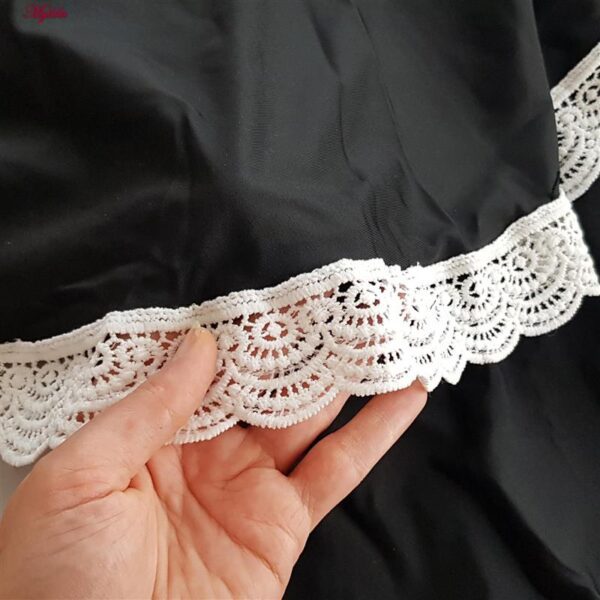 مایو زنانه شین مدل یقه دلبری گیپوری کد 5290-2011 رنگ مشکی