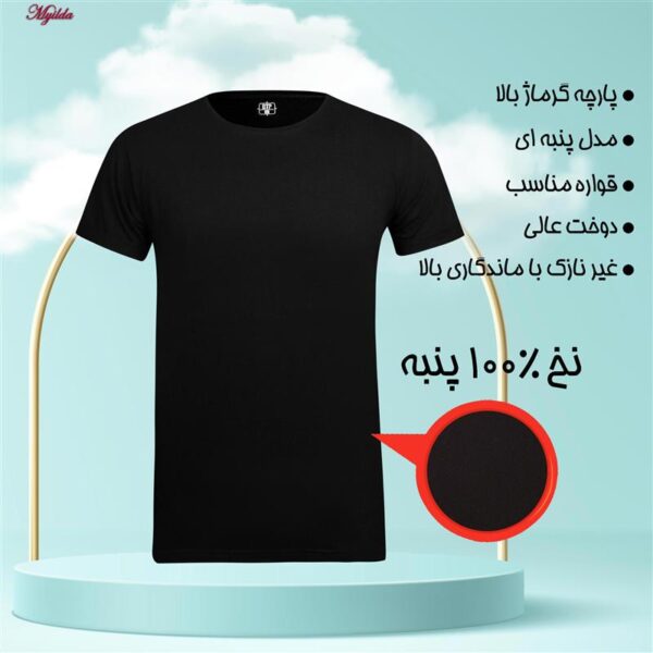 تی‌شرت آستین کوتاه مردانه برهان تن پوش مدل نخ پنبه کد 1020 رنگ مشکی