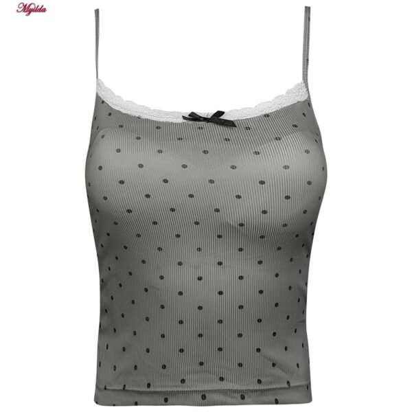 کراپ‌تاپ زنانه ماییلدا مدل پددار خال خالی کد 5301-6853 رنگ طوسی