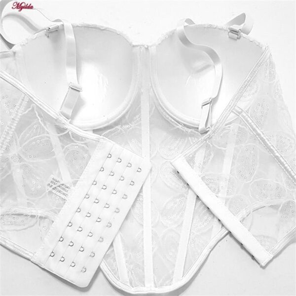 سوتین فنردار زنانه ماییلدا مدل پولکی بلند کد 5303-007 رنگ سفید