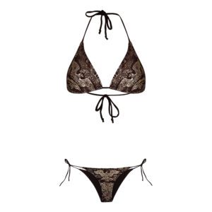 ست 2 تکه مایو دخترانه مدل 11005 رنگ قهوه‌ای