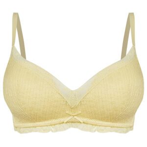 سوتین بدون فنر زنانه مدل کاپ اسفنجی گیپوری کد 5304 رنگ لیمویی