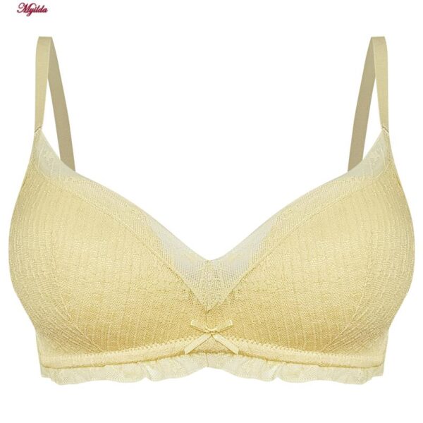 سوتین بدون فنر زنانه مدل کاپ اسفنجی گیپوری کد 5304 رنگ لیمویی