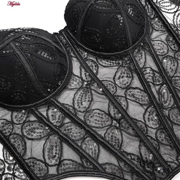 سوتین فنردار زنانه ماییلدا مدل پولکی بلند کد 5303-007 رنگ مشکی