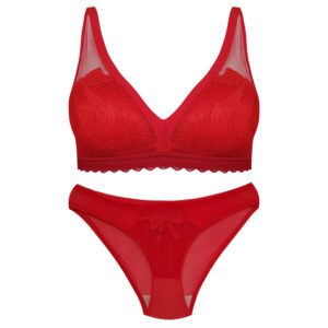 ست شورت و سوتین زنانه ماییلدا مدل پاپیون بدون فنر کاپ اسفنجی کد 5300-A881 رنگ قرمز