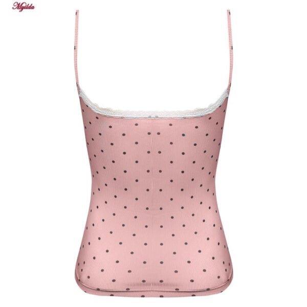 کراپ‌تاپ زنانه ماییلدا مدل پددار خال خالی کد 5301-6853 رنگ صورتی