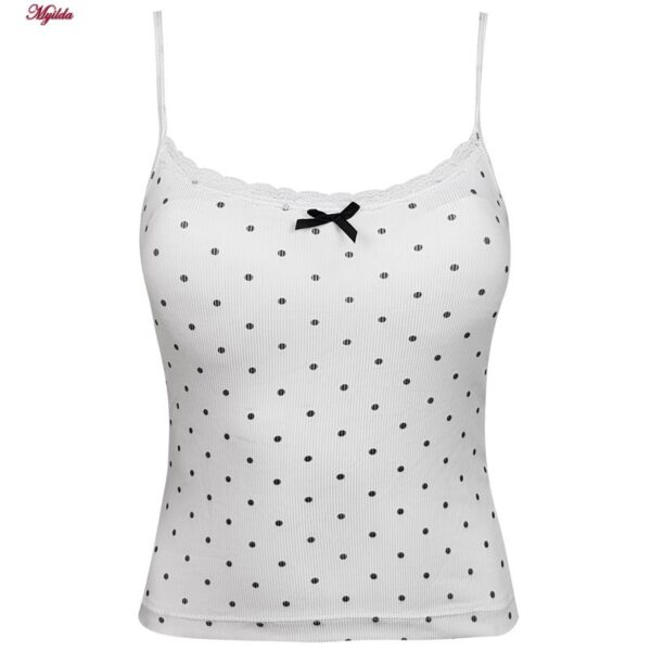 کراپ‌تاپ زنانه ماییلدا مدل پددار خال خالی کد 5301-6853 رنگ سفید