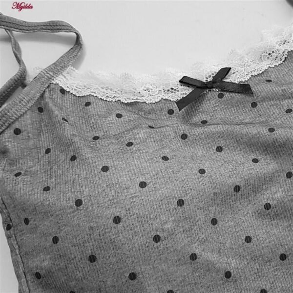 کراپ‌تاپ زنانه ماییلدا مدل پددار خال خالی کد 5301-6853 رنگ طوسی